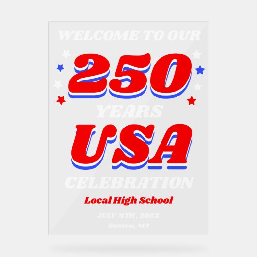 250 Years USA Commemorative Welcome アクリルサイン (正面)