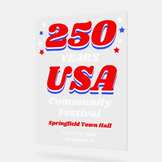 250 Years USA Community Festival Welcome アクリルサイン (傾斜)