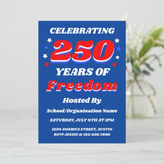 250 Years USA Editable Personalized Patriotic 招待状 (スタンド正面)