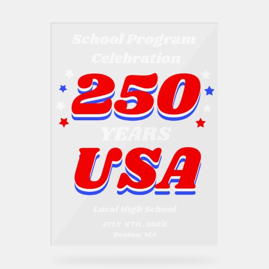 250 Years USA Educational Program Welcome アクリルサイン (正面)