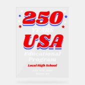 250 Years USA Patriotic School Assembly Welcome アクリルサイン (正面)