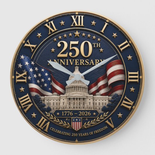 250th Anniversary 1776–2026 United States ラージ壁時計 (正面)