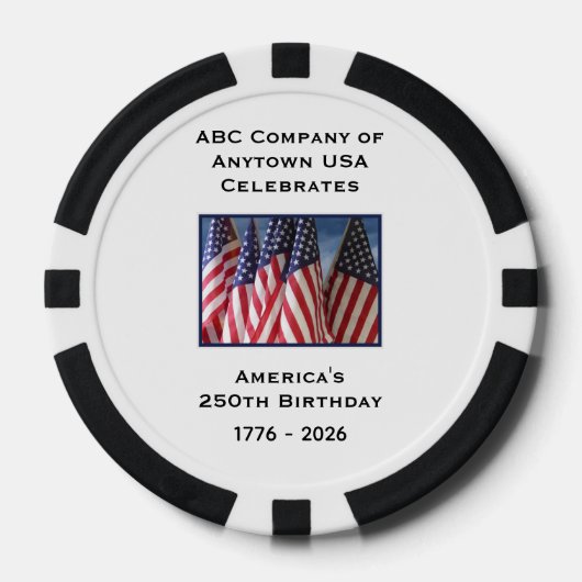 250th Anniversary 1776 to 2026 USA America ポーカーチップ (正面)