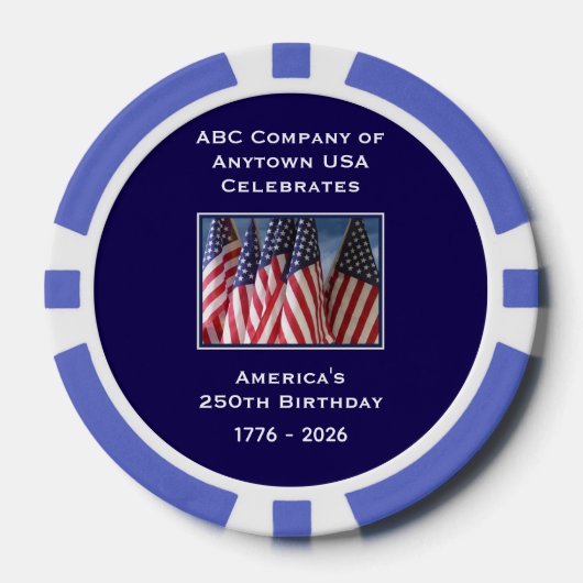 250th Anniversary 1776 to 2026 USA America ポーカーチップ (正面)