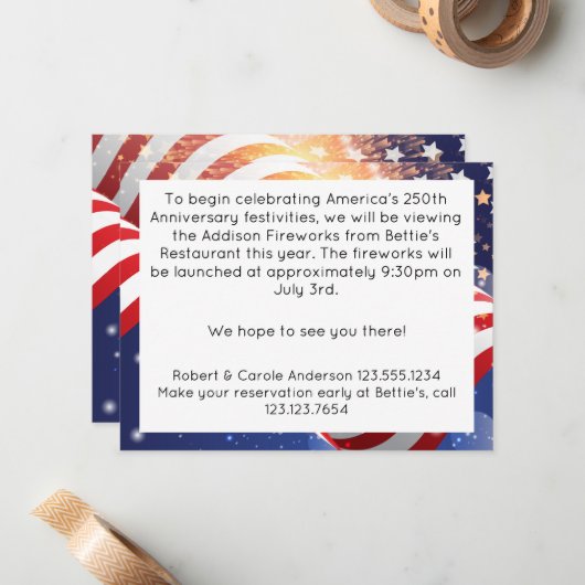 250th Anniversary America 4th of July Frame Note ノートカード (正面/裏面インサイチュ)