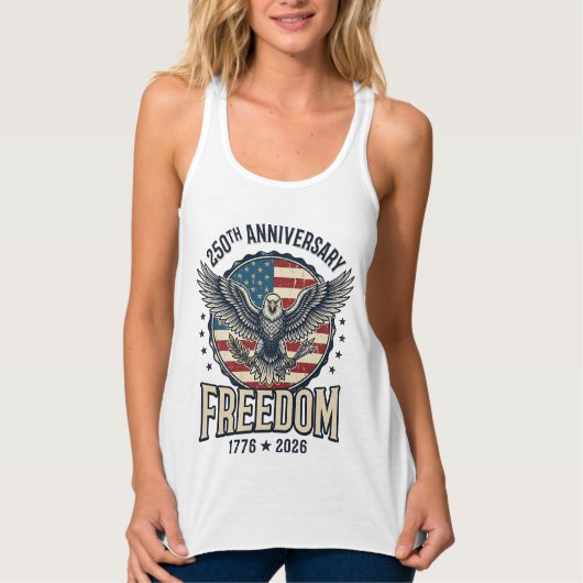 250th Anniversary Freedom Eagle Patriotic Vintage  タンクトップ (正面)