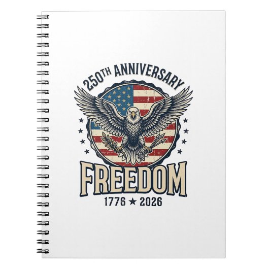 250th Anniversary Freedom Eagle Patriotic Vintage  ノートブック (正面)