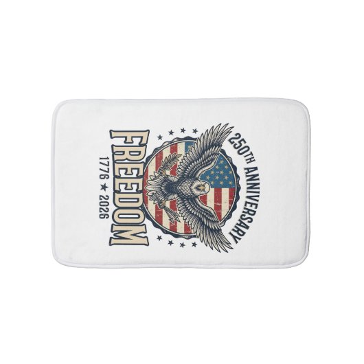 250th Anniversary Freedom Eagle Patriotic Vintage  バスマット (正面)