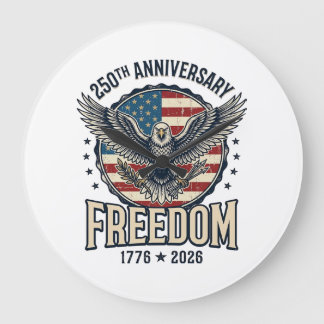 250th Anniversary Freedom Eagle Patriotic Vintage  ラージ壁時計