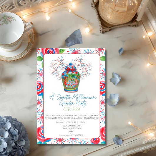 250th Anniversary Garden Party Ginger Jar 1776 招待状