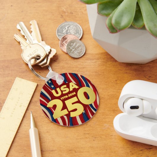 250th Anniversary Golden USA American Flag キーホルダー (デスク)