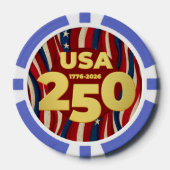 250th Anniversary Golden USA American Flag ポーカーチップ (正面)