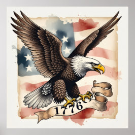 250th Anniversary Patriotic Bald Eagle 1776 ポスター
