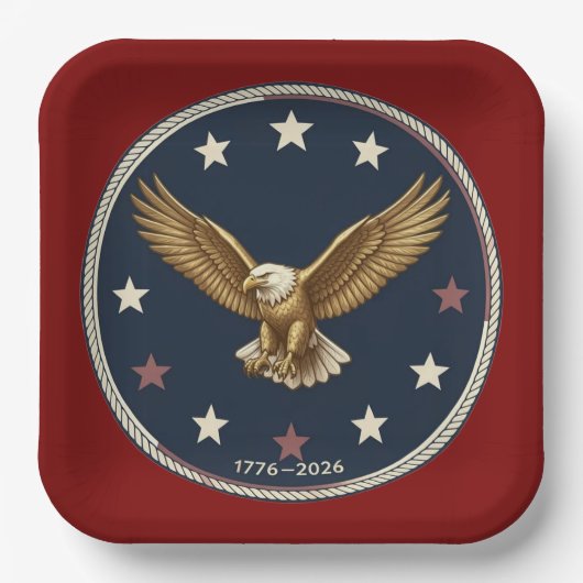 250th Anniversary Patriotic Eagle Paper Plates ペーパープレート (正面)