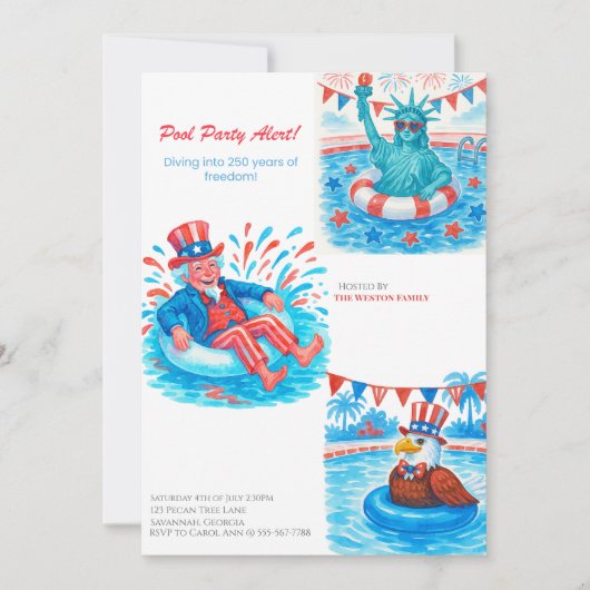 250th Anniversary Pool Party  Red, white blue  招待状 (正面)