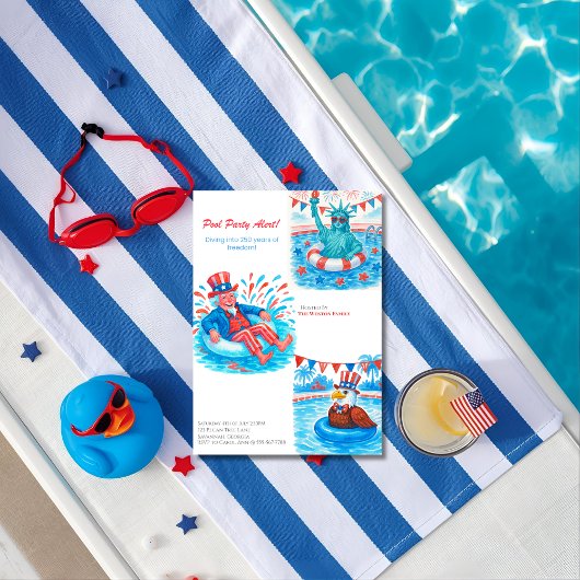 250th Anniversary Pool Party  Red, white blue  招待状