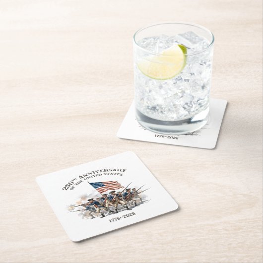 250th Anniversary Revolutionary Soldiers 1776-2026 スクエアペーパーコースター (インサイチュ)