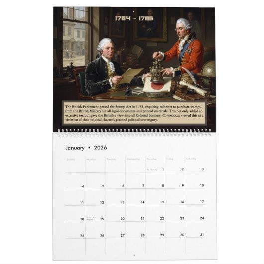 250th Anniversary -State of Connecticut Calendar カレンダー (1月 2026)