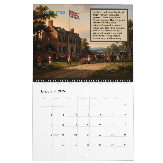 250th Anniversary - State of Georgia Calendar カレンダー (1月 2026)
