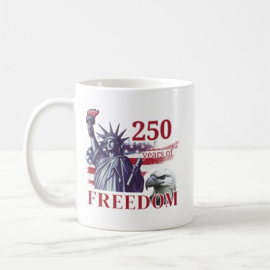 250th Anniversary USA Flag Liberty Eagle Freedom コーヒーマグカップ (左)