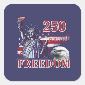250th Anniversary USA Flag Liberty Eagle Freedom スクエアシール