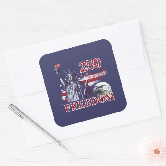 250th Anniversary USA Flag Liberty Eagle Freedom スクエアシール (封筒)