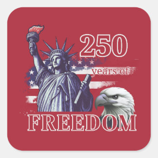 250th Anniversary USA Flag Liberty Eagle Freedom スクエアシール
