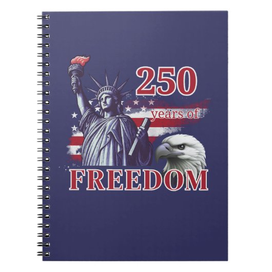 250th Anniversary USA Flag Liberty Eagle Freedom ノートブック (正面)
