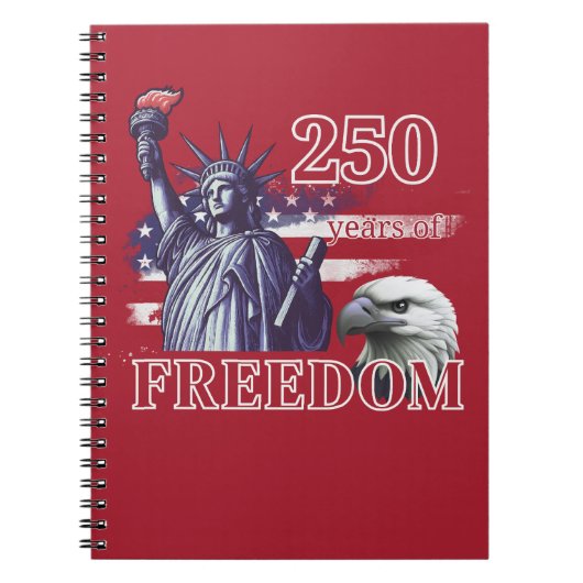 250th Anniversary USA Flag Liberty Eagle Freedom ノートブック (正面)