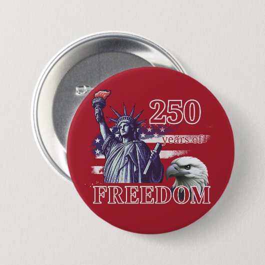 250th Anniversary USA Flag Liberty Eagle Freedom 缶バッジ (正面&裏面)