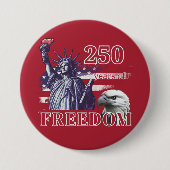 250th Anniversary USA Flag Liberty Eagle Freedom 缶バッジ (正面)