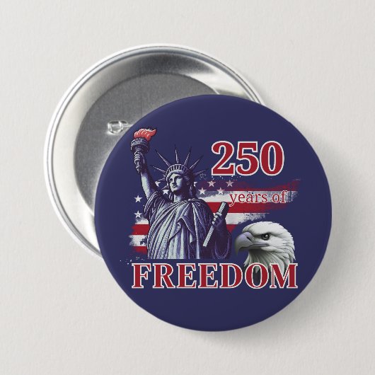250th Anniversary USA Flag Liberty Eagle Freedom 缶バッジ (正面&裏面)