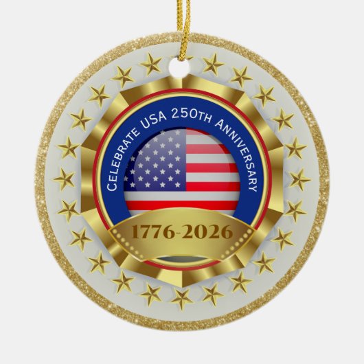 250th Anniversary USA Patriotic | 1776–2026 セラミックオーナメント (正面)