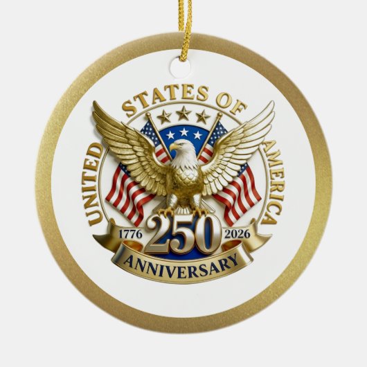 250th Anniversary USA Patriotic | 1776–2026 セラミックオーナメント (正面)
