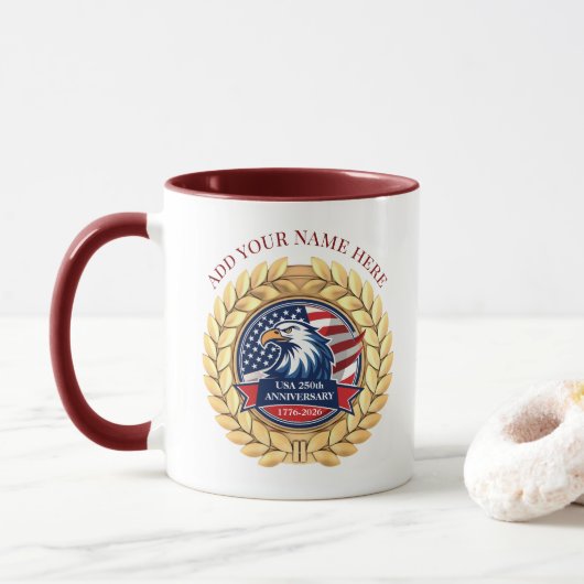 250th Anniversary USA Patriotic | 1776–2026 マグカップ (ドーナツ)