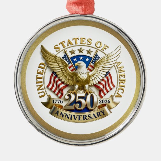 250th Anniversary USA Patriotic | 1776–2026 メタルオーナメント (正面)