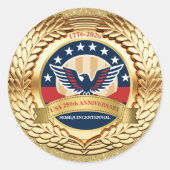 250th Anniversary USA Patriotic | 1776–2026 ラウンドシール (正面)