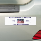 250th Anniversary USA Patriotic American Flag バンパーステッカー (車上)