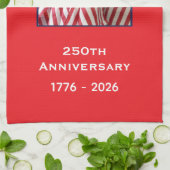 250th Anniversary USA Patriotic American Flags キッチンタオル (折り畳み)