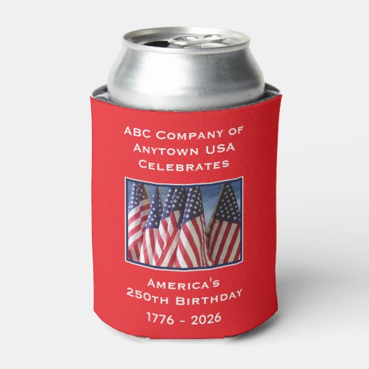 250th Anniversary USA Patriotic American Flags 缶クーラー (缶正面)