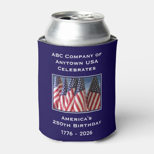 250th Anniversary USA Patriotic American Flags 缶クーラー (缶正面)