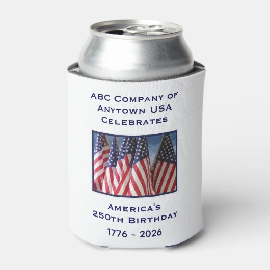 250th Anniversary USA Patriotic American Flags 缶クーラー (缶正面)