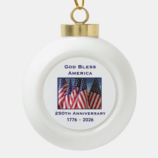 250th Anniversary USA Patriotic God Bless America  セラミックボールオーナメント (正面)