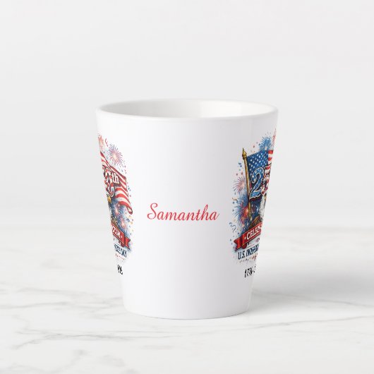 250th Celebration US Independence Day 1776 - 2026 カフェラテマグ (正面)