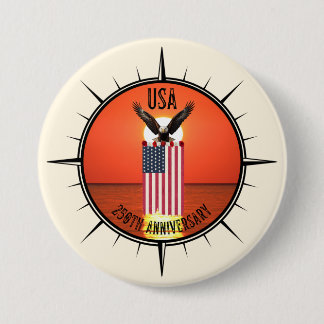 250th Independence Day Anniversary Eagle and Flag 缶バッジ