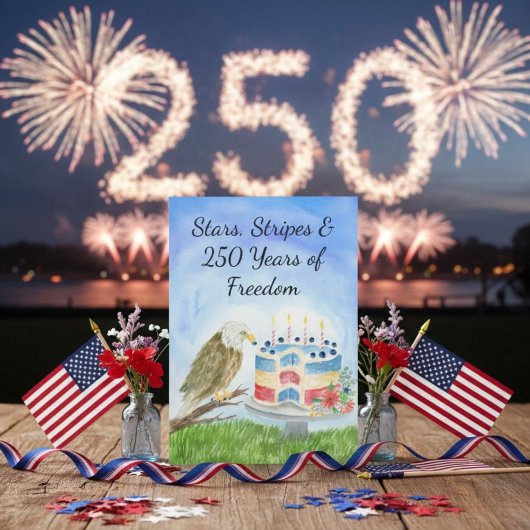 250th Independence Day Bald Eagle with Cake 招待状