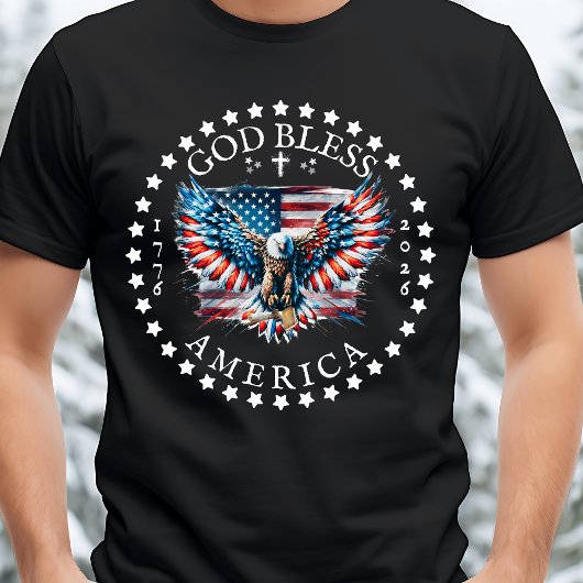 250th US Anniversary Men God Bless America  トライブレンドＴシャツ