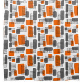 251215 -オレンジおよび灰色 シャワーカーテン