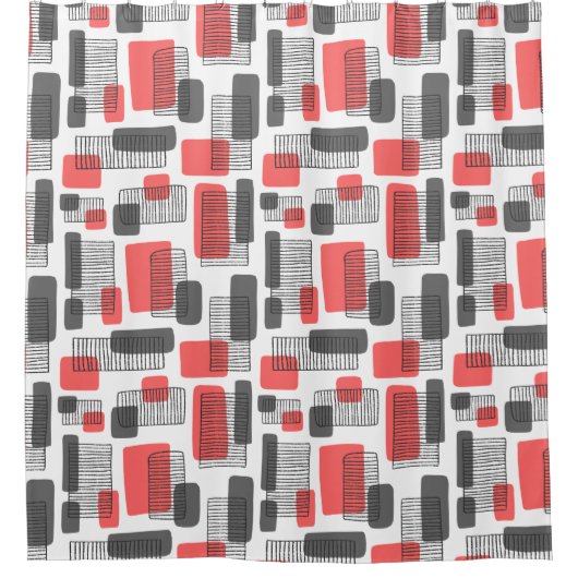 251215 – 熱帯ピンクとグレー シャワーカーテン (正面)