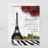 252クリスマスパリカードエッフェルタワーゼブラ 招待状 (正面)